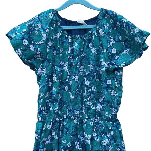 J Crew Crewcuts Girls' printed cotton poplin dress in emerald forest floral SZ12 - Picture 3 of 5